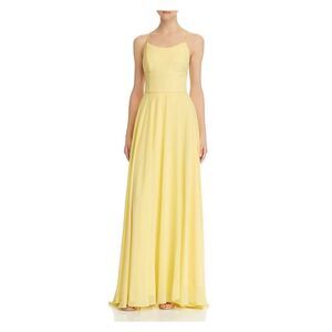 NWT AVERY G Womens Yellow Spaghetti Strap Formal Fit + Flare Dress 4